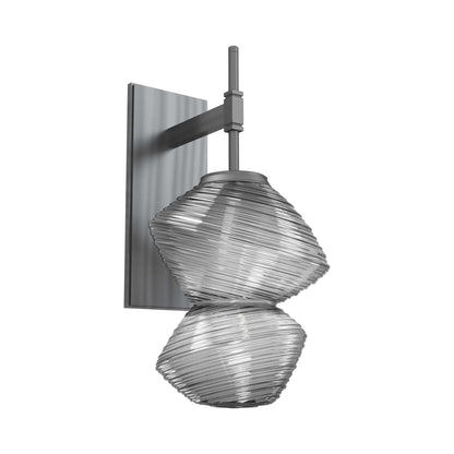 Mesa LED Wall Light in Gunmetal/Smoke Blown Glass.