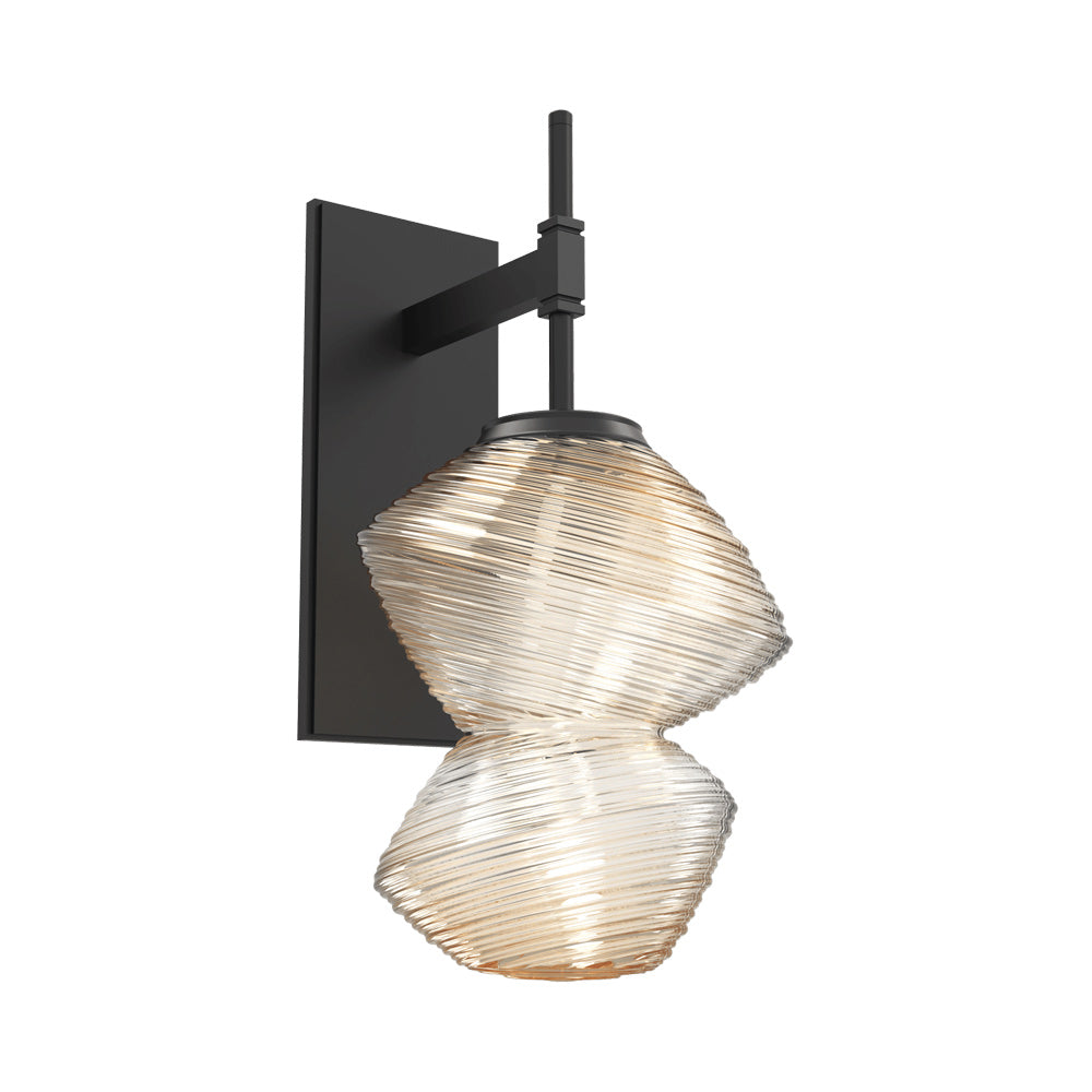 Mesa LED Wall Light in Matte Black/Amber Blown Glass.