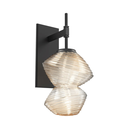 Mesa LED Wall Light in Matte Black/Amber Blown Glass.