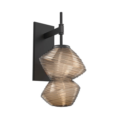 Mesa LED Wall Light in Matte Black/Bronze Blown Glass.