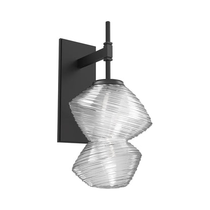 Mesa LED Wall Light in Matte Black/Clear Blown Glass.