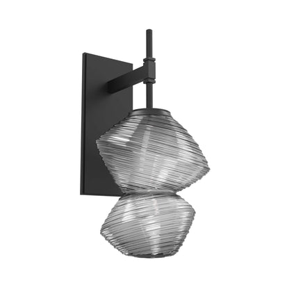 Mesa LED Wall Light in Matte Black/Smoke Blown Glass.