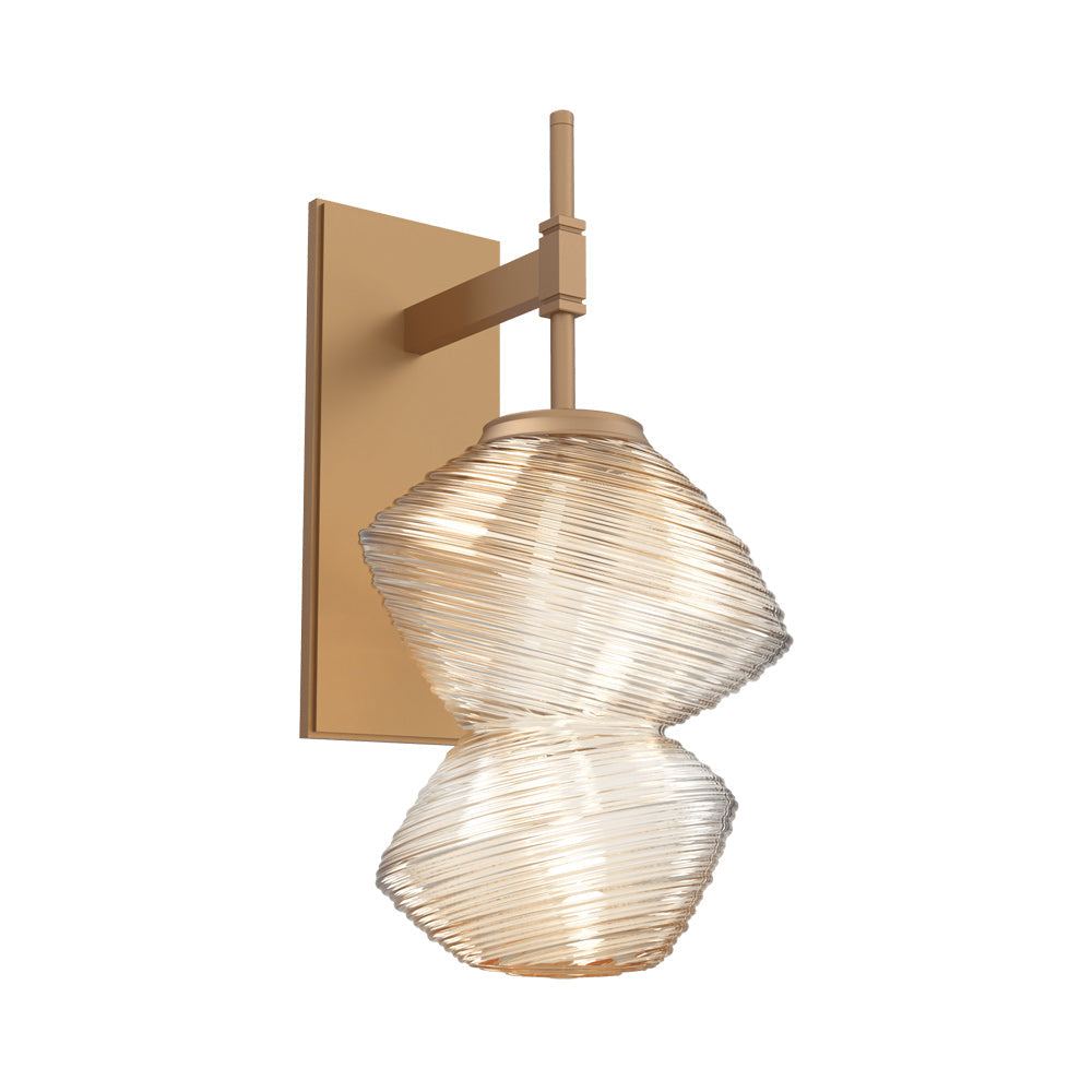 Mesa LED Wall Light in Novel Brass/Amber Blown Glass.