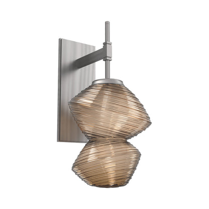 Mesa LED Wall Light in Satin Nickel/Bronze Blown Glass.