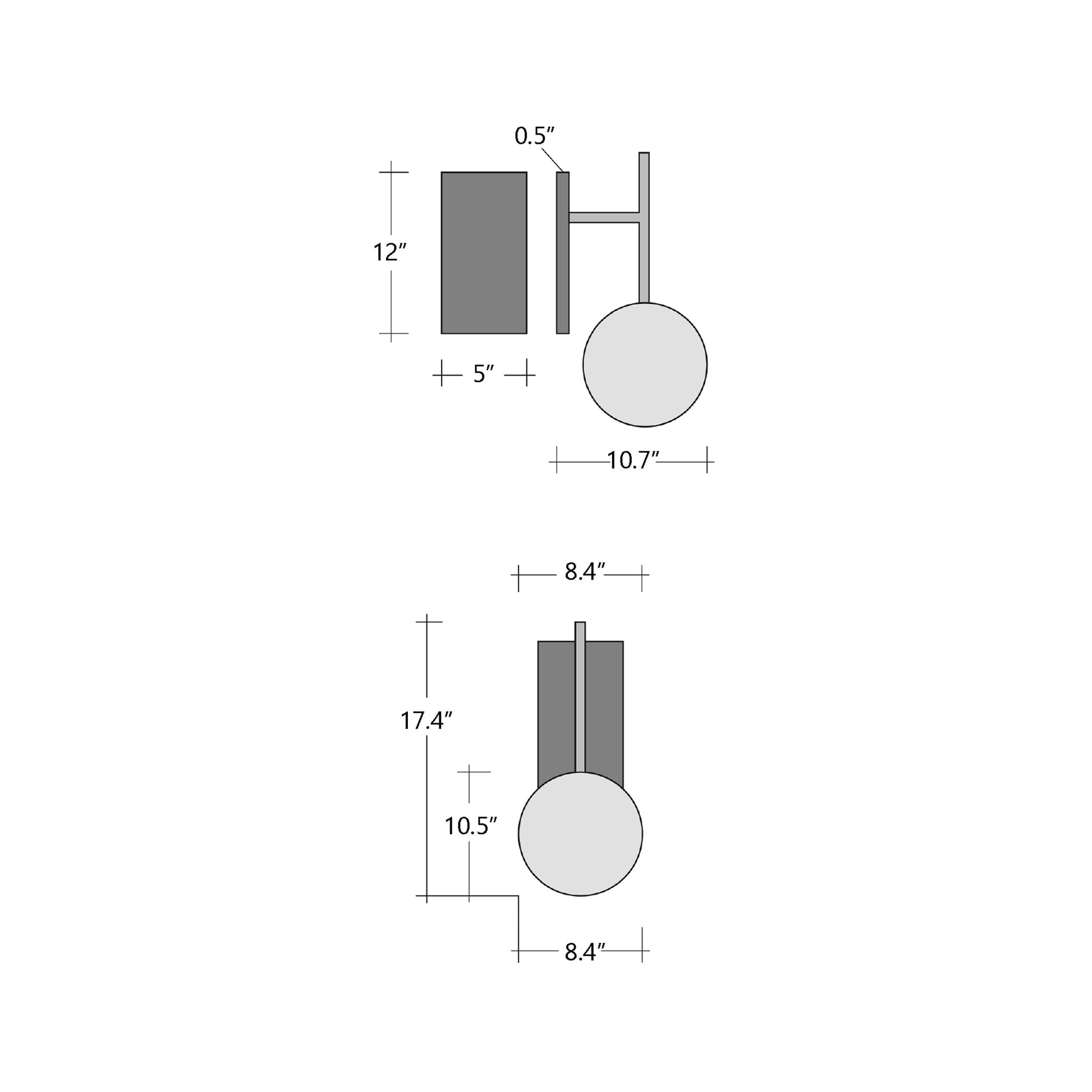 Mesa LED Wall Light - line drawing.