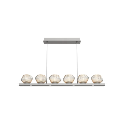 Mesa Linear LED Chandelier in Beige Silver/Amber Blown Glass (44-Inch).