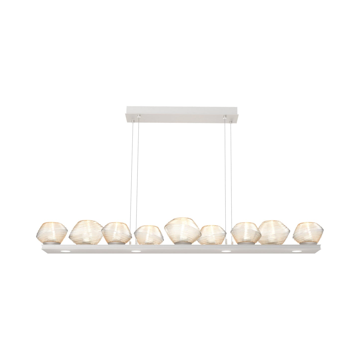Mesa Linear LED Chandelier in Beige Silver/Amber Blown Glass (58.9-Inch).