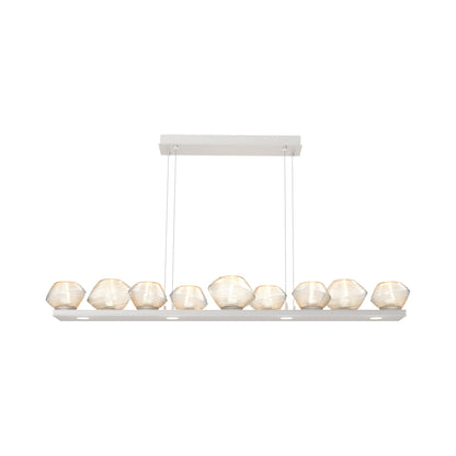 Mesa Linear LED Chandelier in Beige Silver/Amber Blown Glass (58.9-Inch).