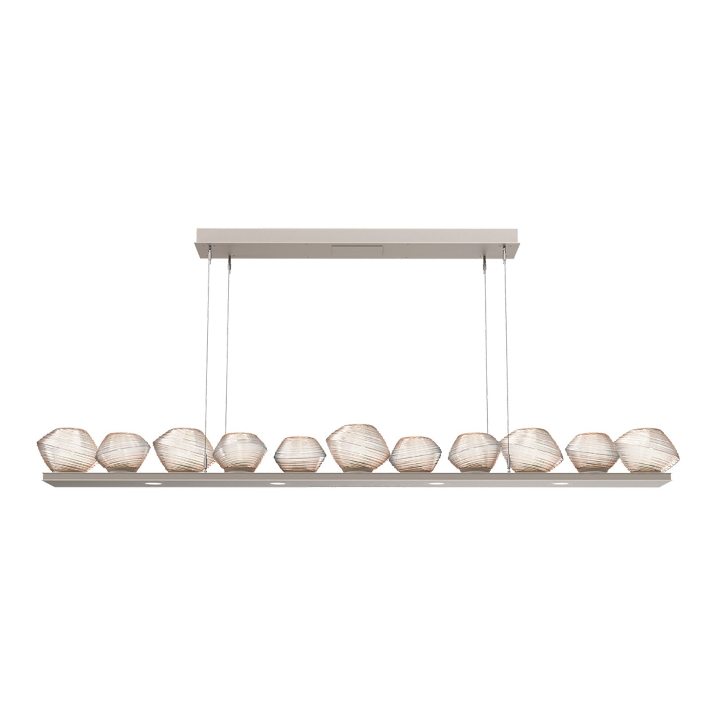 Mesa Linear LED Chandelier in Beige Silver/Amber Blown Glass (75.5-Inch).