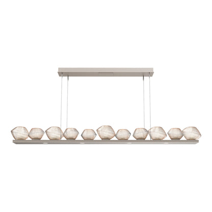 Mesa Linear LED Chandelier in Beige Silver/Amber Blown Glass (75.5-Inch).