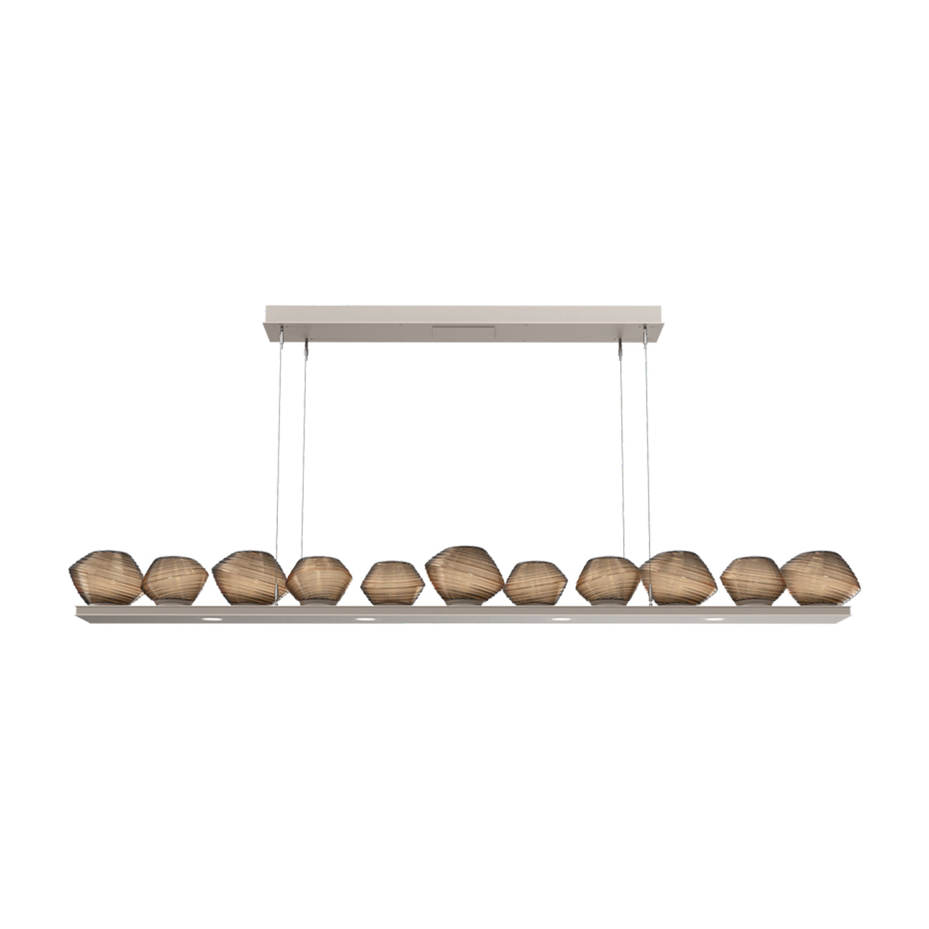 Mesa Linear LED Chandelier in Beige Silver/Bronze Blown Glass (75.5-Inch).