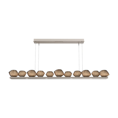 Mesa Linear LED Chandelier in Beige Silver/Bronze Blown Glass (75.5-Inch).