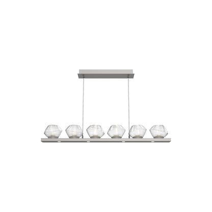 Mesa Linear LED Chandelier in Beige Silver/Clear Blown Glass (44-Inch).