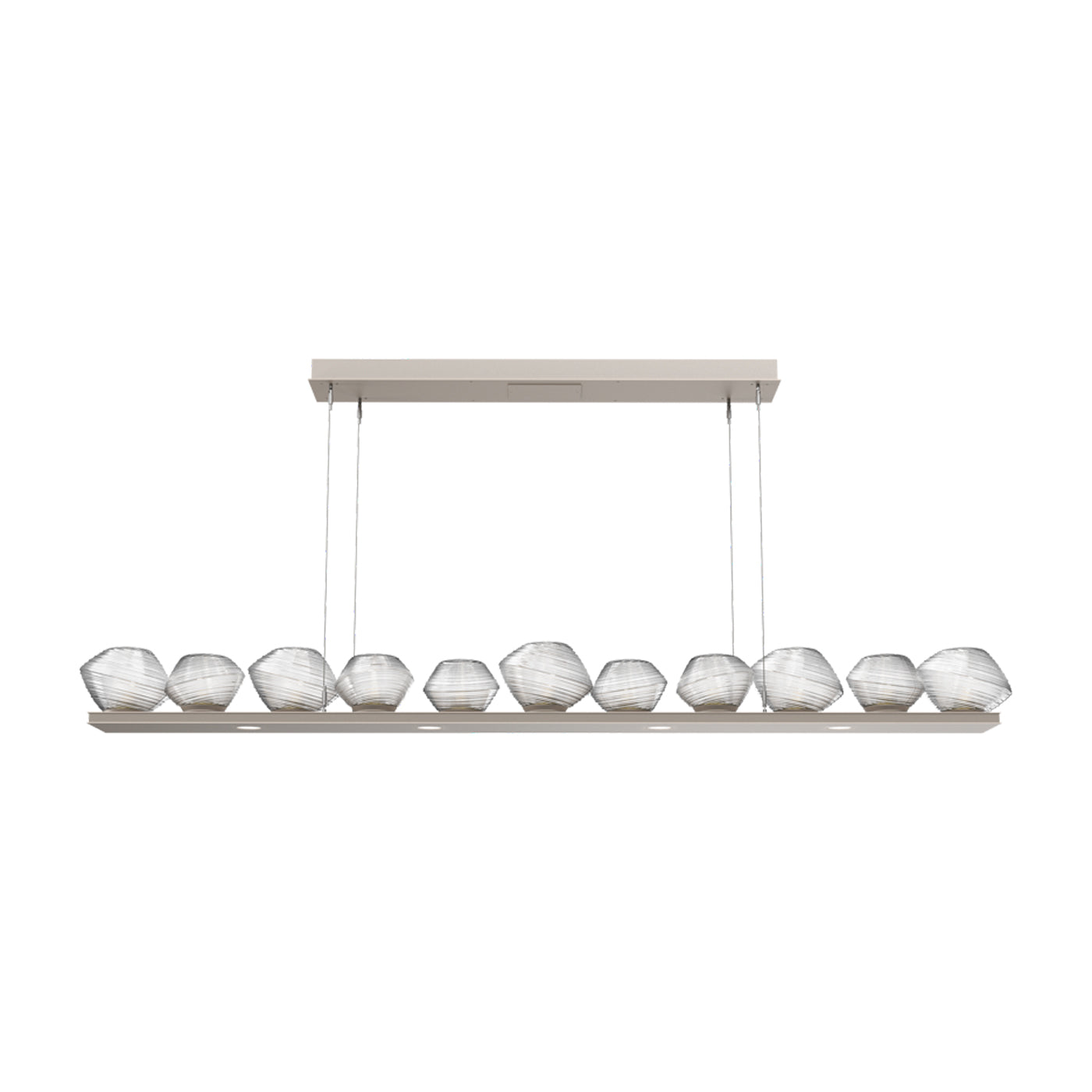 Mesa Linear LED Chandelier in Beige Silver/Clear Blown Glass (75.5-Inch).