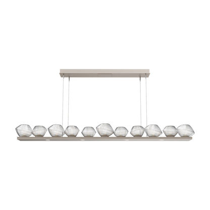 Mesa Linear LED Chandelier in Beige Silver/Clear Blown Glass (75.5-Inch).