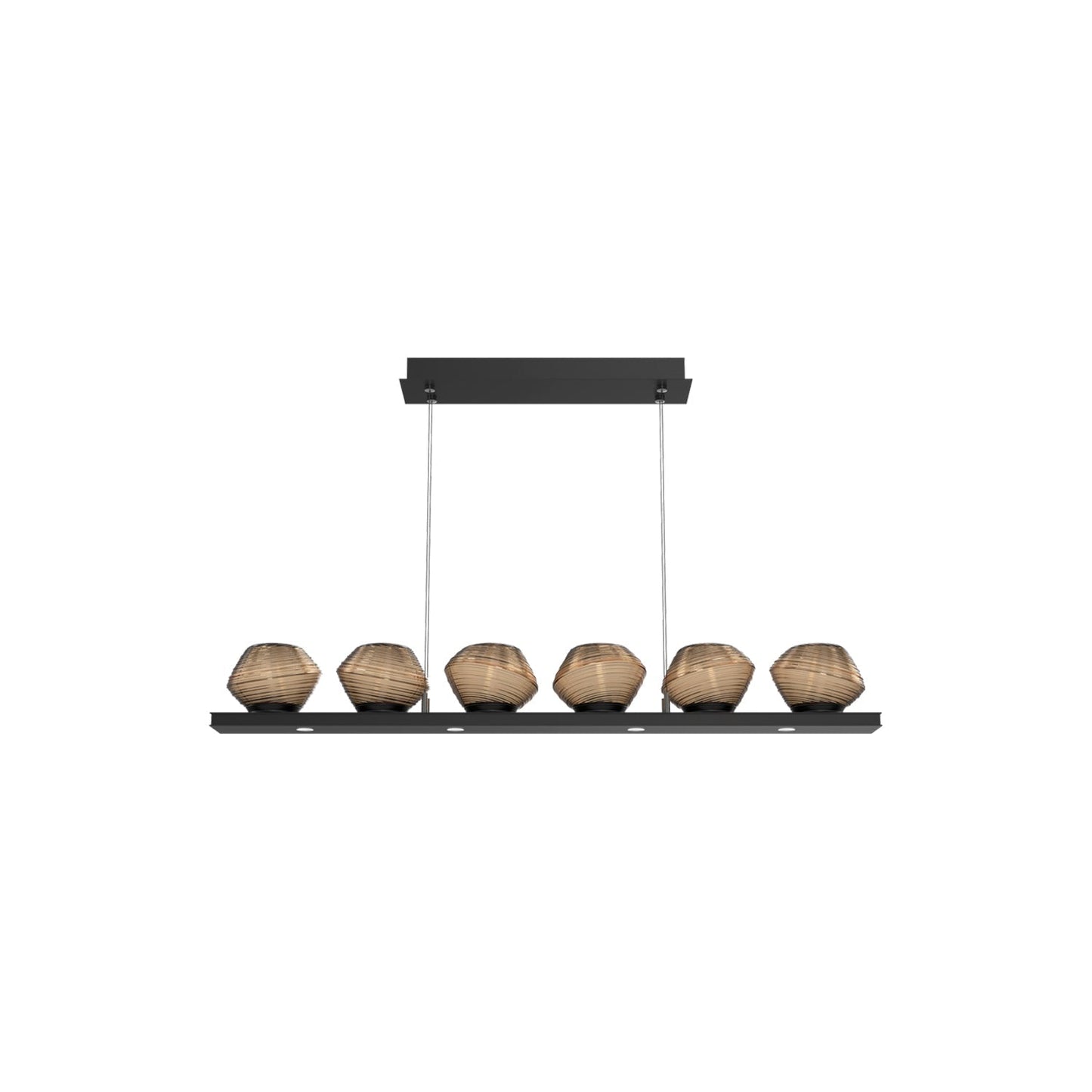 Mesa Linear LED Chandelier in Matte Black/Bronze Blown Glass (44-Inch).
