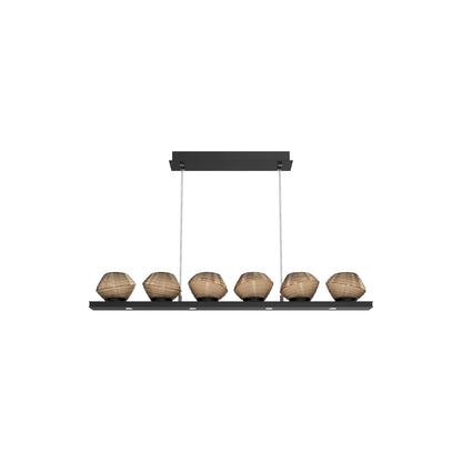 Mesa Linear LED Chandelier in Matte Black/Bronze Blown Glass (44-Inch).
