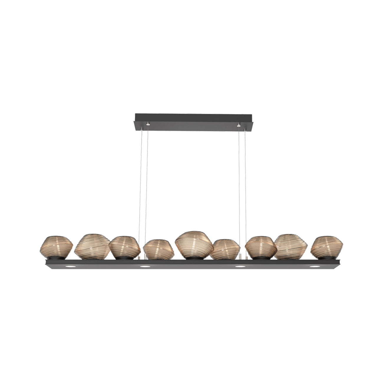 Mesa Linear LED Chandelier in Matte Black/Bronze Blown Glass (58.9-Inch).