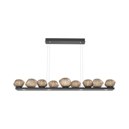 Mesa Linear LED Chandelier in Matte Black/Bronze Blown Glass (58.9-Inch).