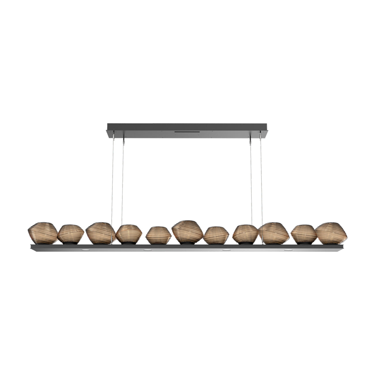 Mesa Linear LED Chandelier in Matte Black/Bronze Blown Glass (75.5-Inch).