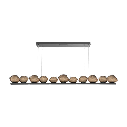 Mesa Linear LED Chandelier in Matte Black/Bronze Blown Glass (75.5-Inch).