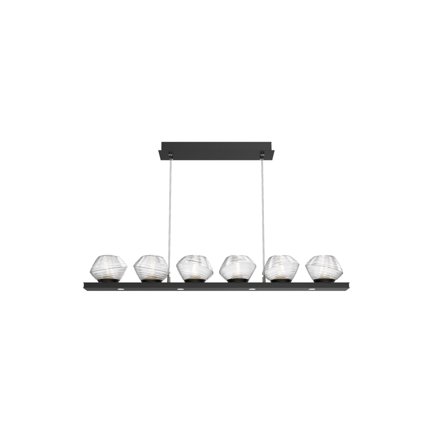 Mesa Linear LED Chandelier in Matte Black/Clear Blown Glass (44-Inch).