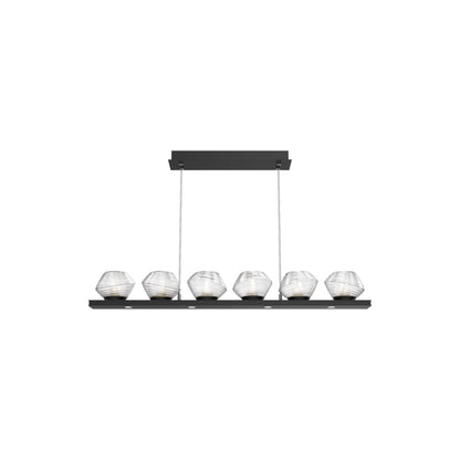 Mesa Linear LED Chandelier in Matte Black/Clear Blown Glass (44-Inch).