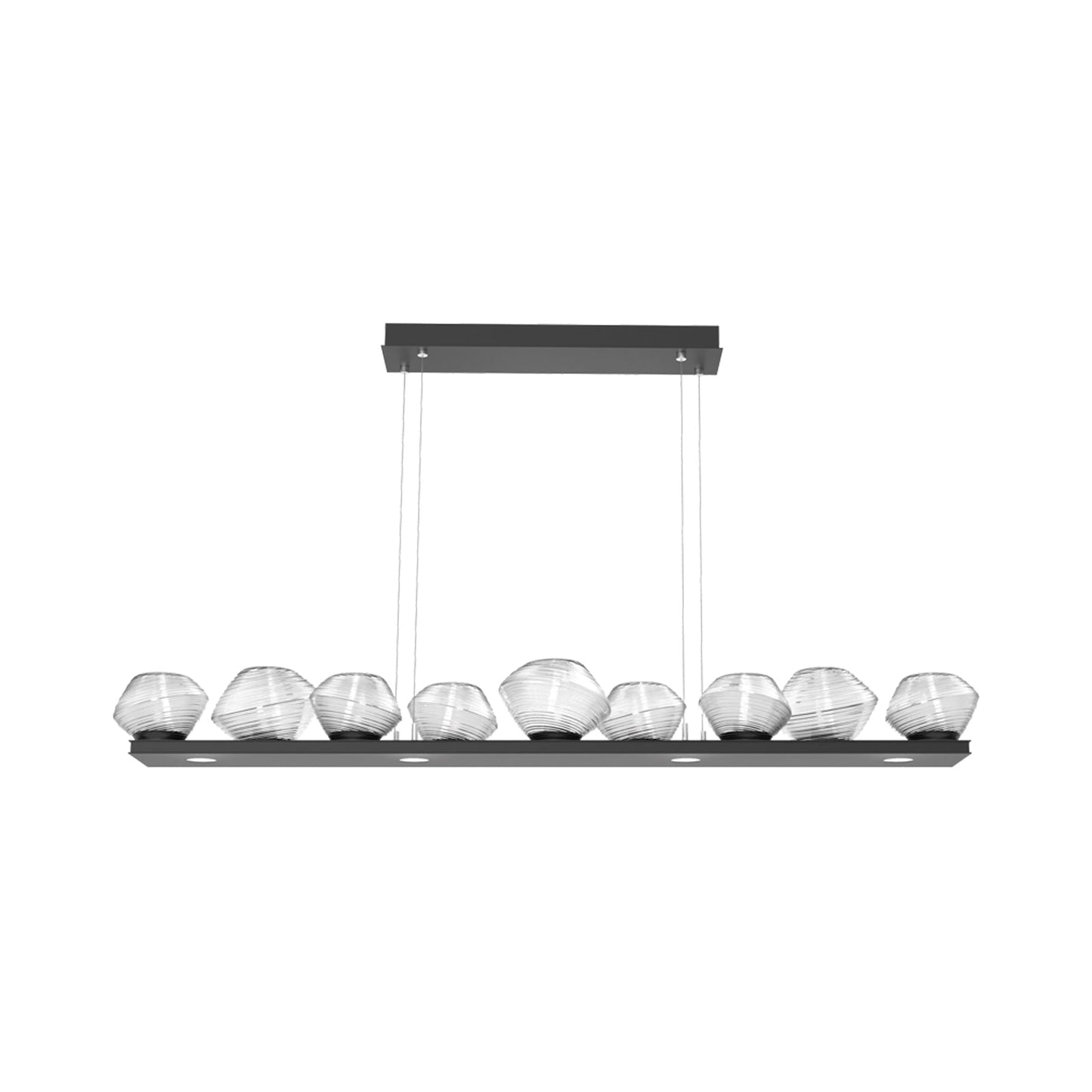 Mesa Linear LED Chandelier in Matte Black/Clear Blown Glass (58.9-Inch).