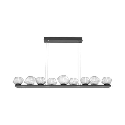 Mesa Linear LED Chandelier in Matte Black/Clear Blown Glass (58.9-Inch).