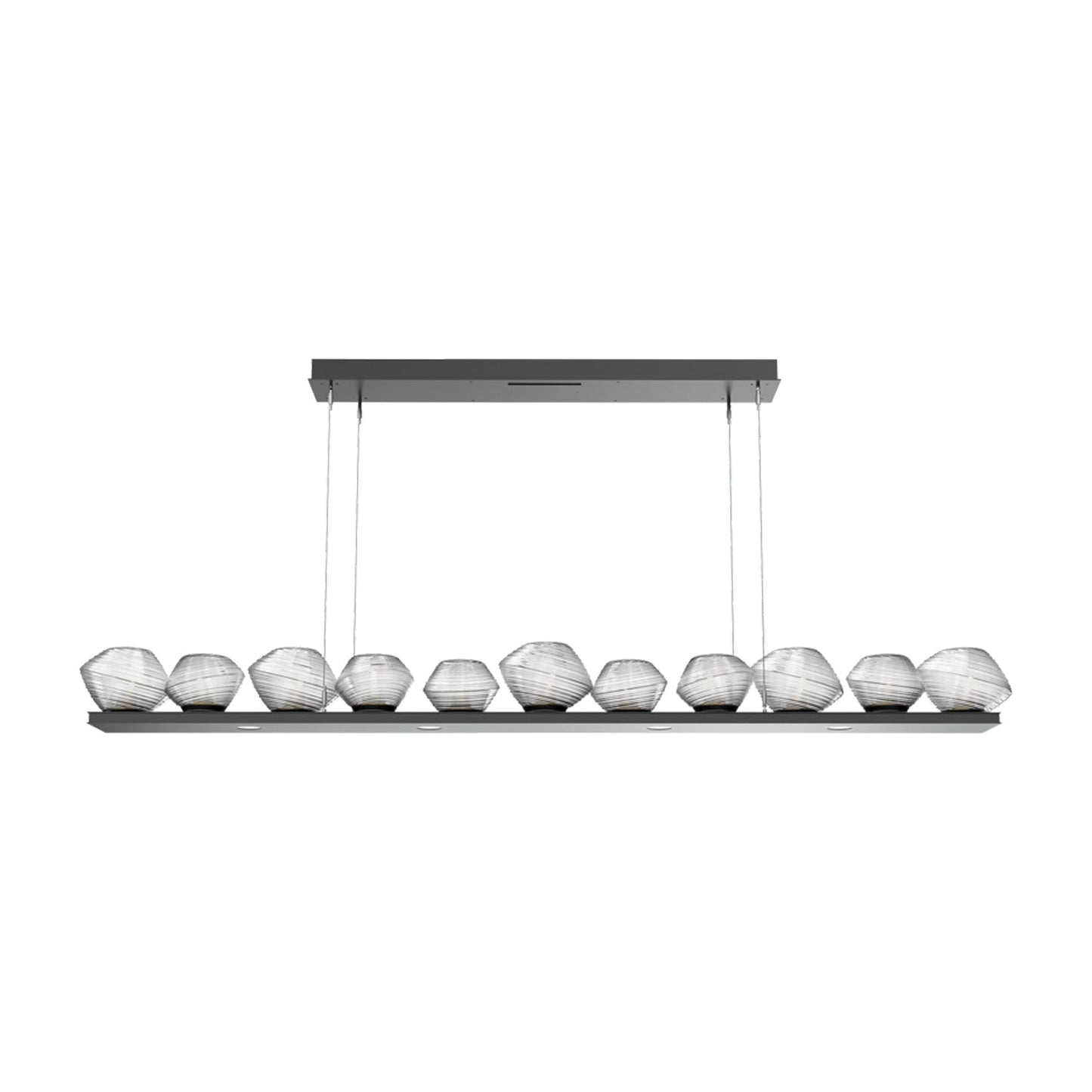 Mesa Linear LED Chandelier in Matte Black/Clear Blown Glass (75.5-Inch).