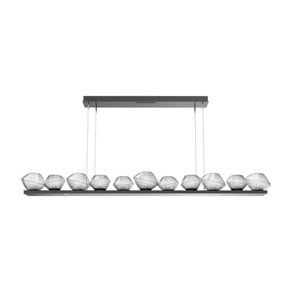 Mesa Linear LED Chandelier in Matte Black/Clear Blown Glass (75.5-Inch).