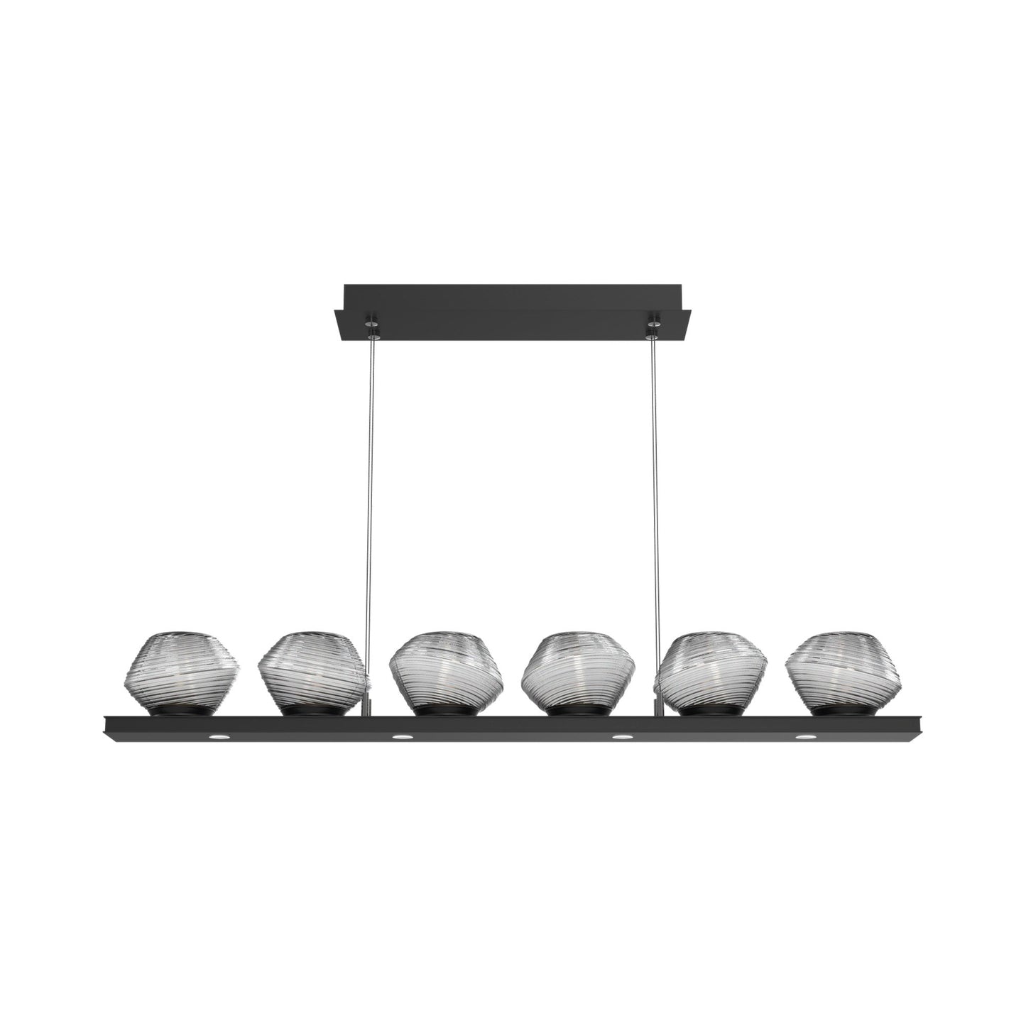 Mesa Linear LED Chandelier in Matte Black/Smoke Blown Glass (44-Inch).