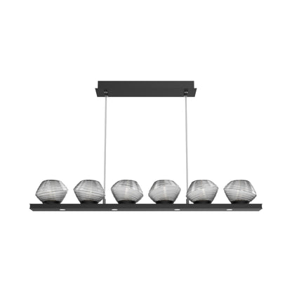 Mesa Linear LED Chandelier in Matte Black/Smoke Blown Glass (44-Inch).