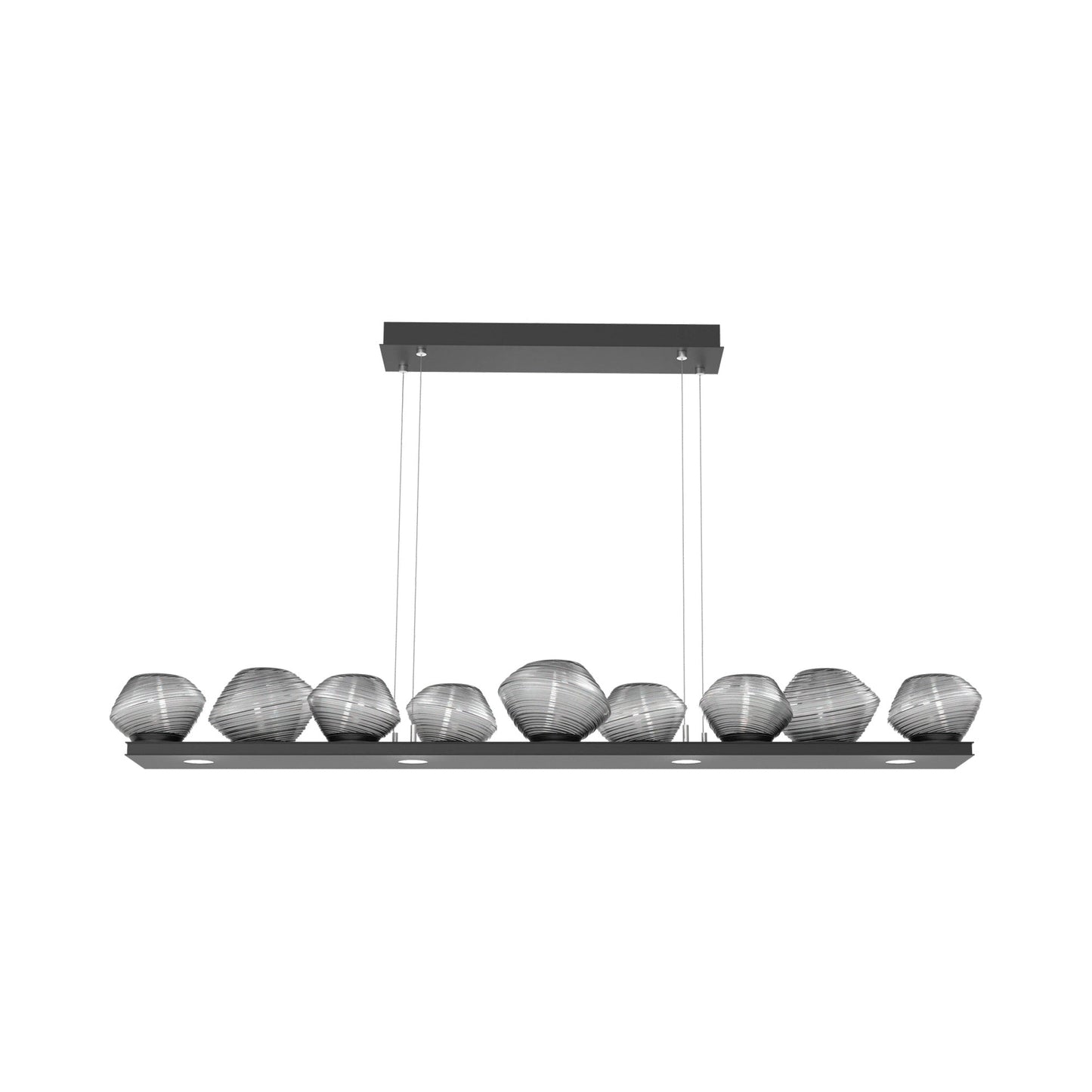 Mesa Linear LED Chandelier in Matte Black/Smoke Blown Glass (58.9-Inch).
