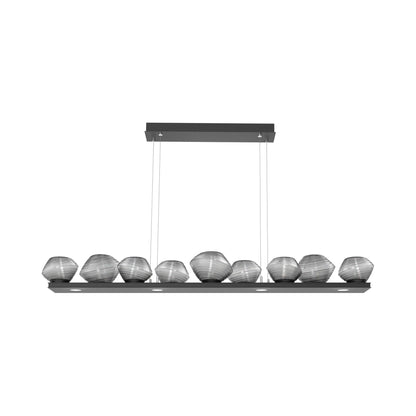Mesa Linear LED Chandelier in Matte Black/Smoke Blown Glass (58.9-Inch).