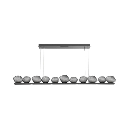 Mesa Linear LED Chandelier in Matte Black/Smoke Blown Glass (75.5-Inch).