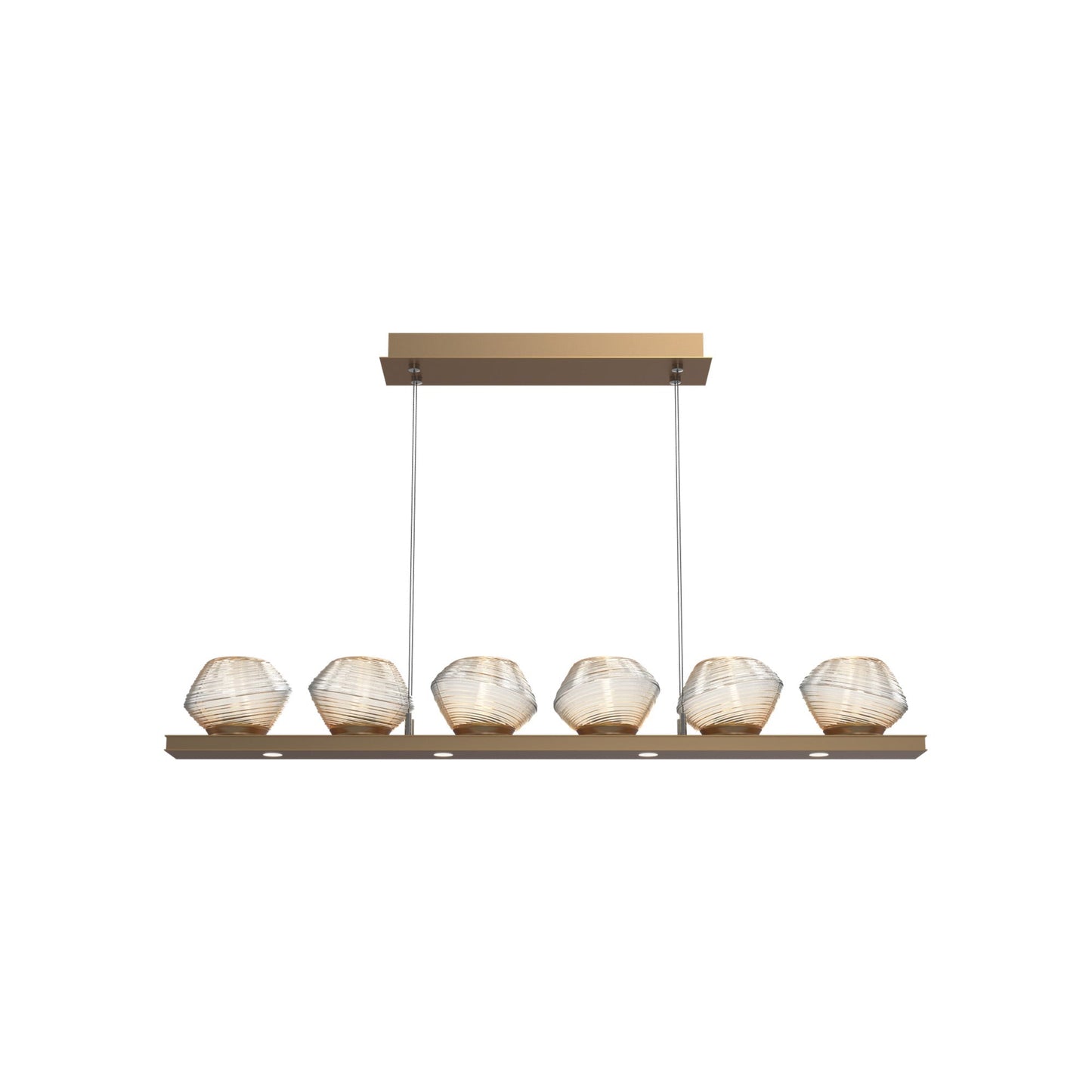 Mesa Linear LED Chandelier in Novel Brass/Amber Blown Glass (44-Inch).