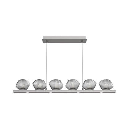 Mesa Linear LED Chandelier in Beige Silver/Smoke Blown Glass (44-Inch).