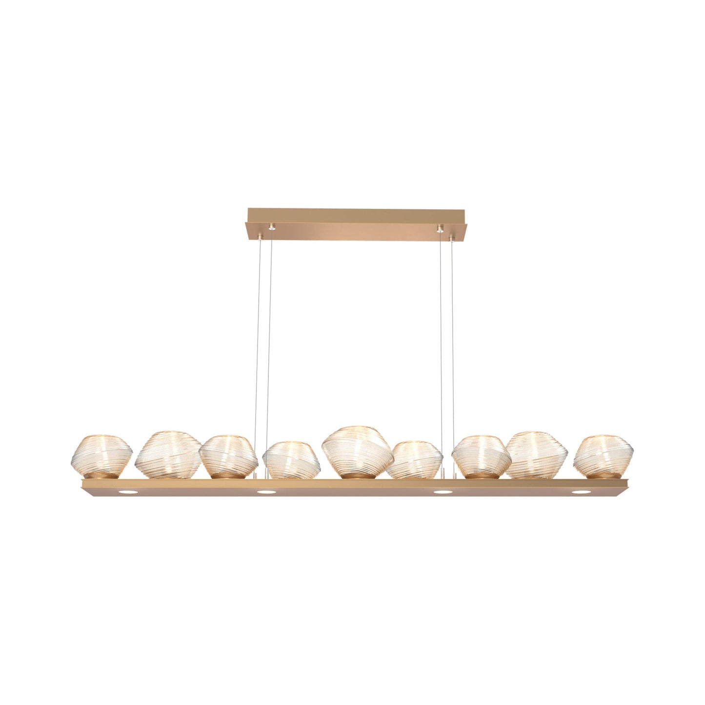 Mesa Linear LED Chandelier in Novel Brass/Amber Blown Glass (58.9-Inch).