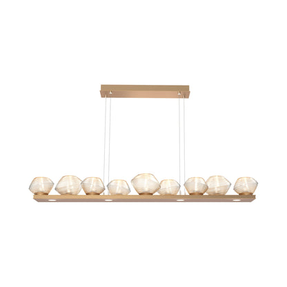 Mesa Linear LED Chandelier in Novel Brass/Amber Blown Glass (58.9-Inch).