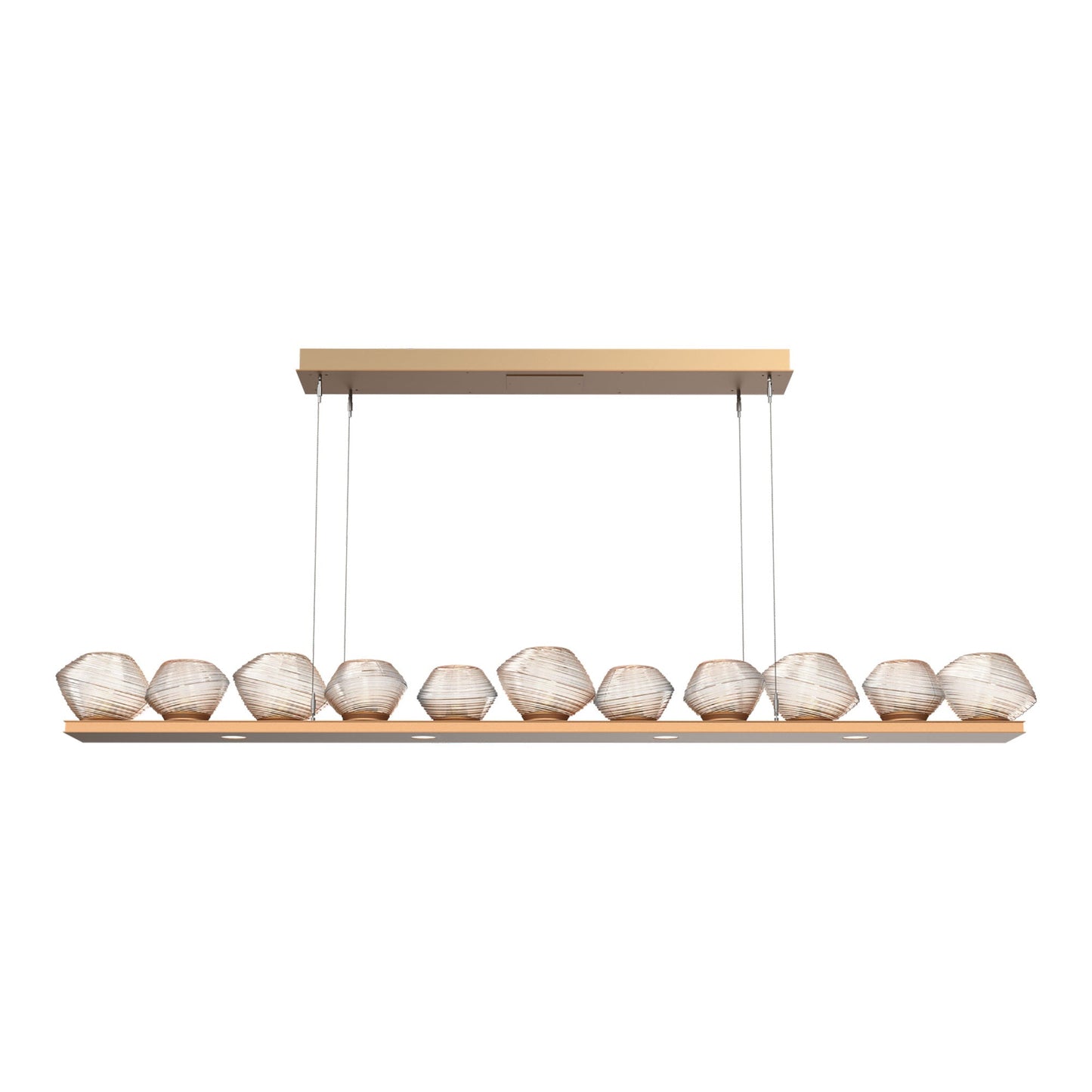 Mesa Linear LED Chandelier in Novel Brass/Amber Blown Glass (75.5-Inch).