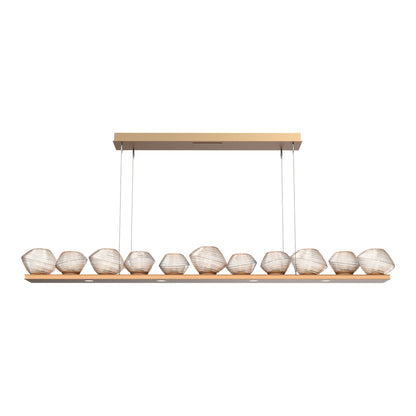 Mesa Linear LED Chandelier in Novel Brass/Amber Blown Glass (75.5-Inch).