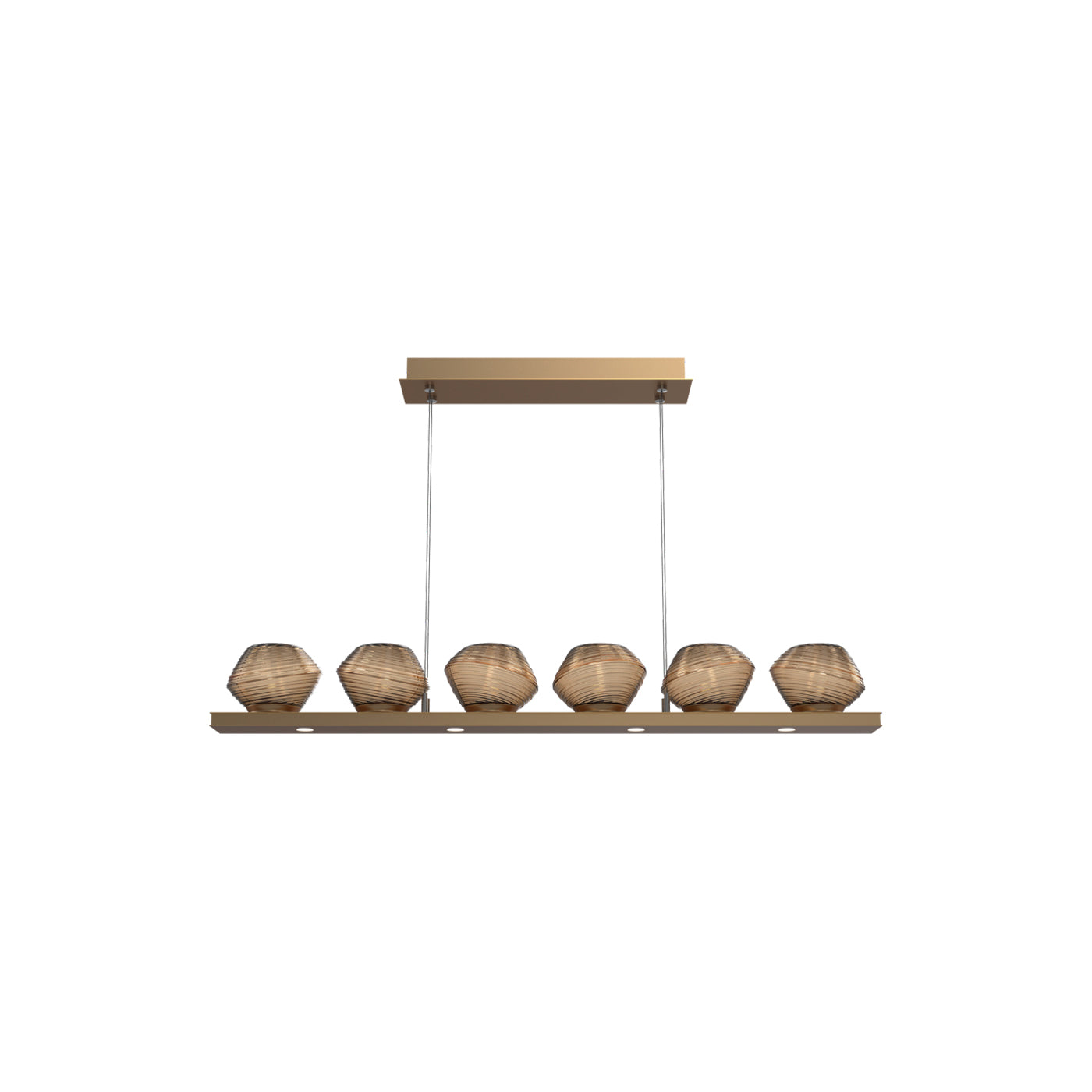 Mesa Linear LED Chandelier in Novel Brass/Bronze Blown Glass (44-Inch).