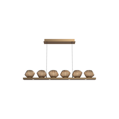 Mesa Linear LED Chandelier in Novel Brass/Bronze Blown Glass (44-Inch).