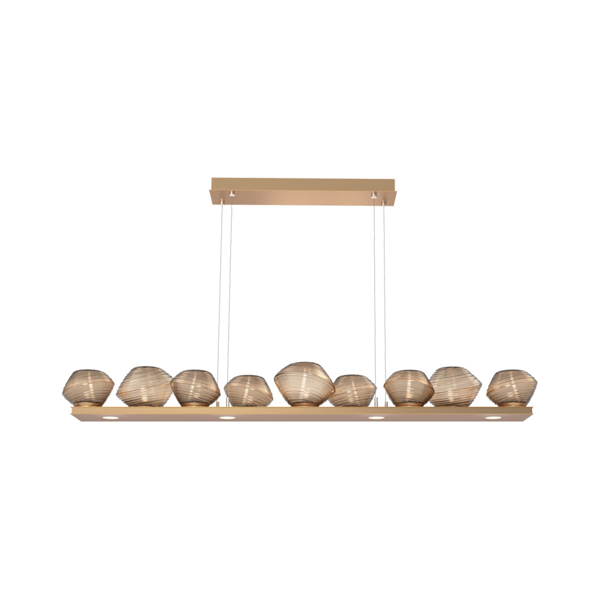 Mesa Linear LED Chandelier in Novel Brass/Bronze Blown Glass (58.9-Inch).