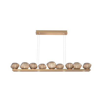 Mesa Linear LED Chandelier in Novel Brass/Bronze Blown Glass (58.9-Inch).