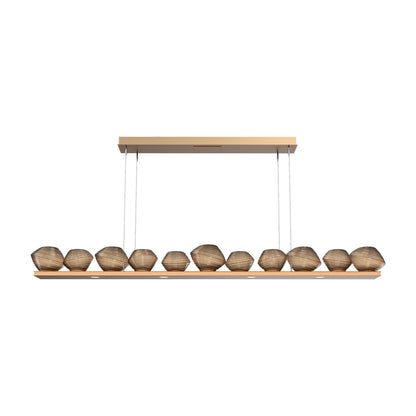 Mesa Linear LED Chandelier in Novel Brass/Bronze Blown Glass (75.5-Inch).