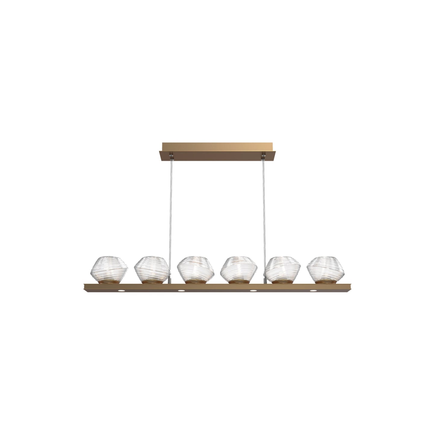 Mesa Linear LED Chandelier in Novel Brass/Clear Blown Glass (44-Inch).