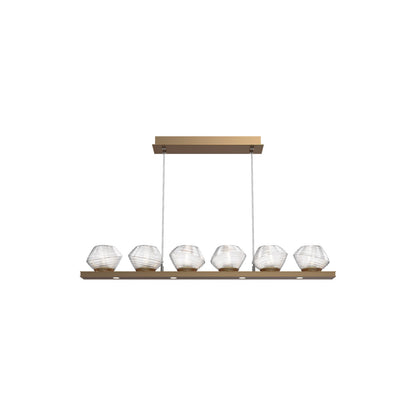 Mesa Linear LED Chandelier in Novel Brass/Clear Blown Glass (44-Inch).