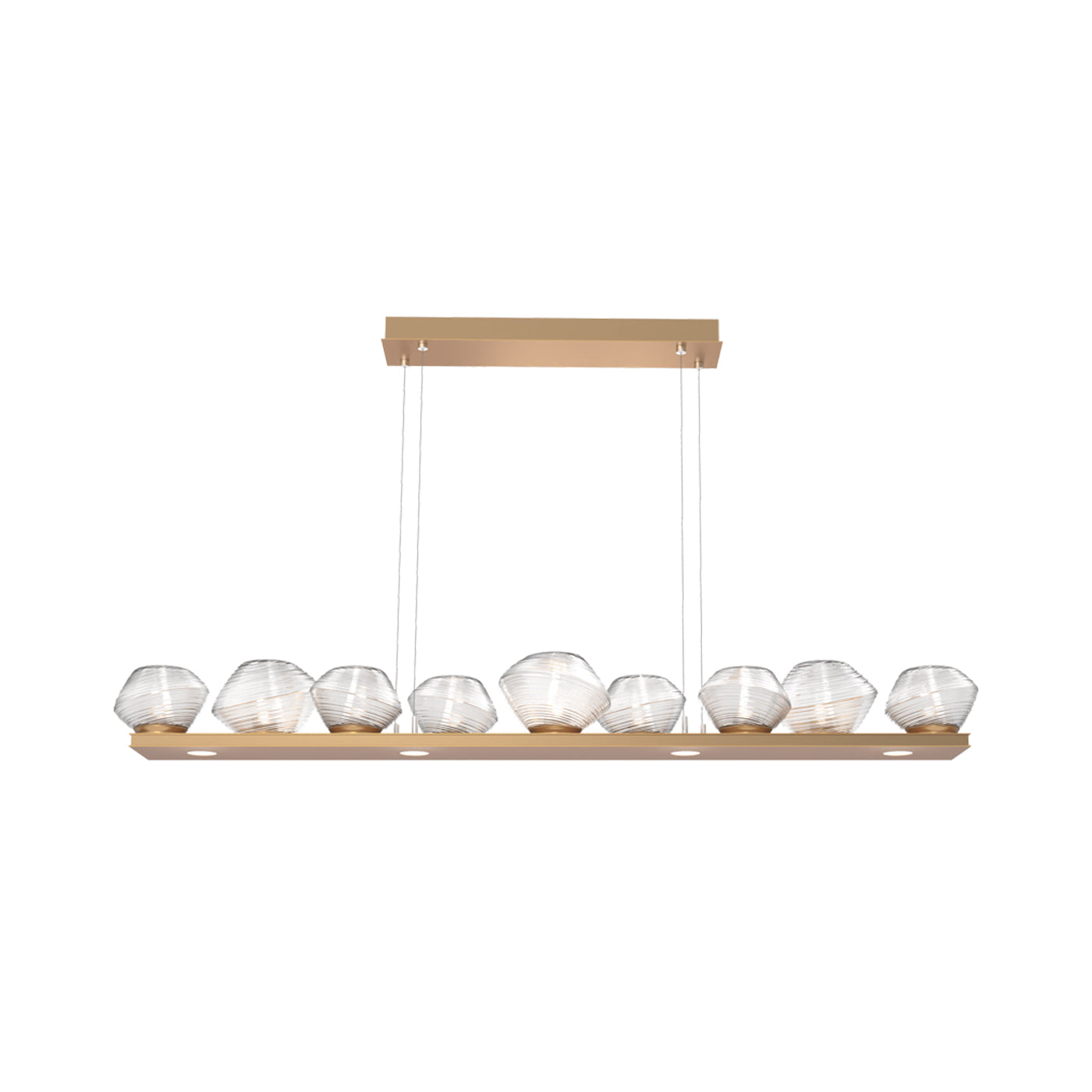 Mesa Linear LED Chandelier in Novel Brass/Clear Blown Glass (58.9-Inch).
